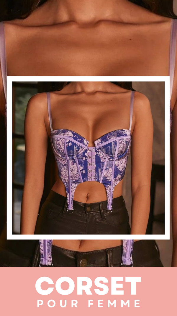 CORSET SEXY FLORAL À FINES BRETELLES CLARA