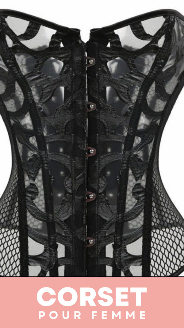 CORSET SEXY EN MAILLE TRANSPARENTE