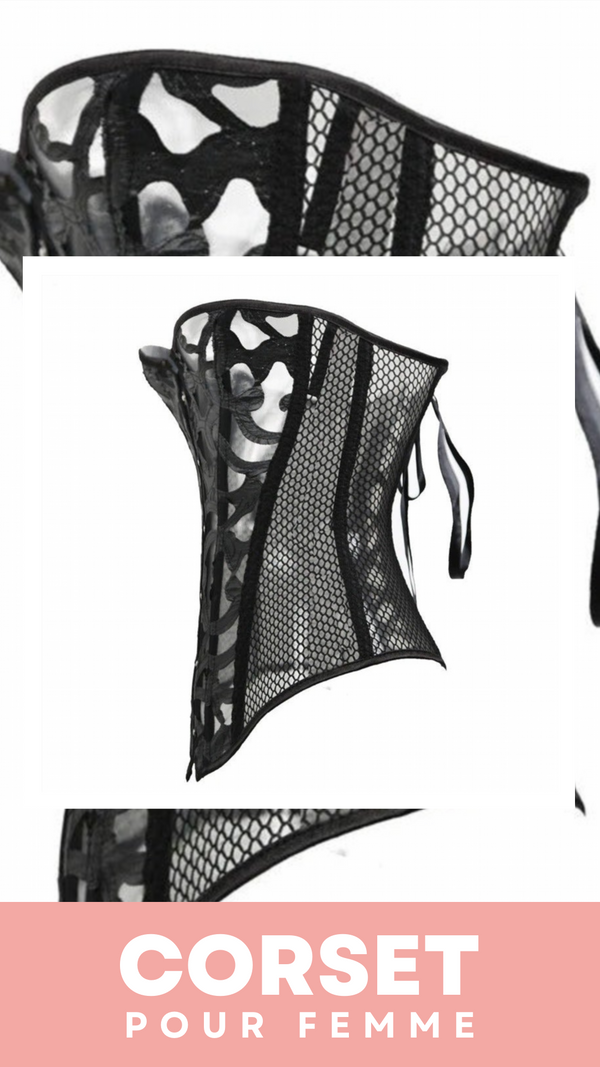 CORSET SEXY EN MAILLE TRANSPARENTE