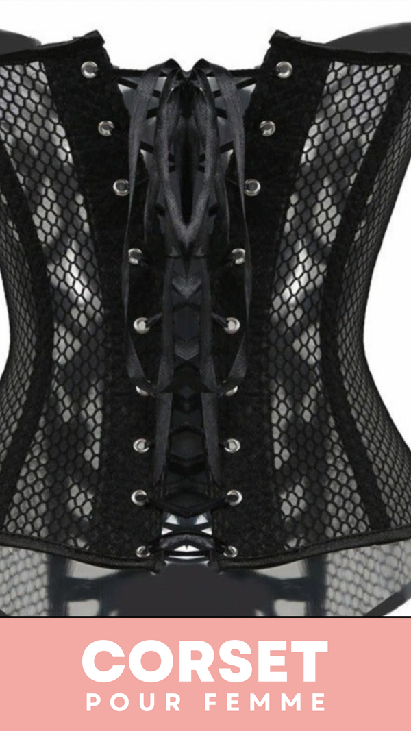 CORSET SEXY EN MAILLE TRANSPARENTE