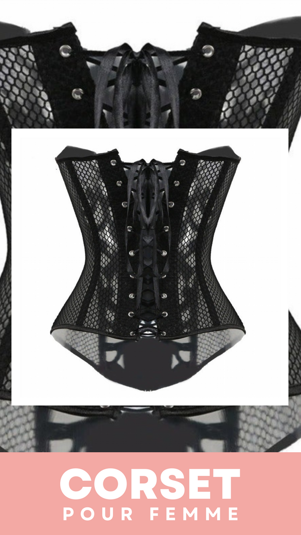 CORSET SEXY EN MAILLE TRANSPARENTE