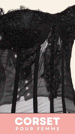 CORSET SEXY TRANSPARENT ET FLORAL FRANKIE
