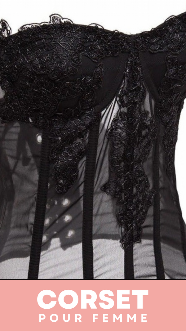 CORSET SEXY TRANSPARENT ET FLORAL FRANKIE