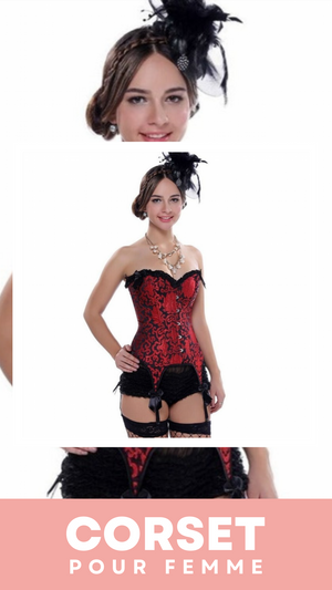 CORSET BUSTIER BURLESQUE AVEC PORTE-JARRETELLES BELLA