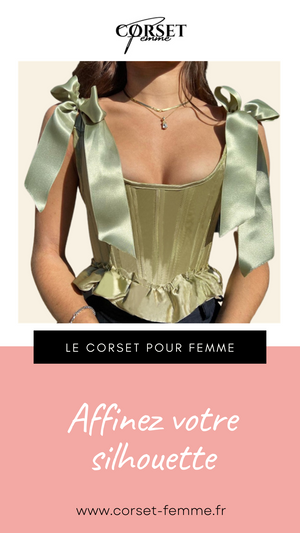 TOP CORSET VERT ÉPOQUE VICTORIENNE À RUBANS