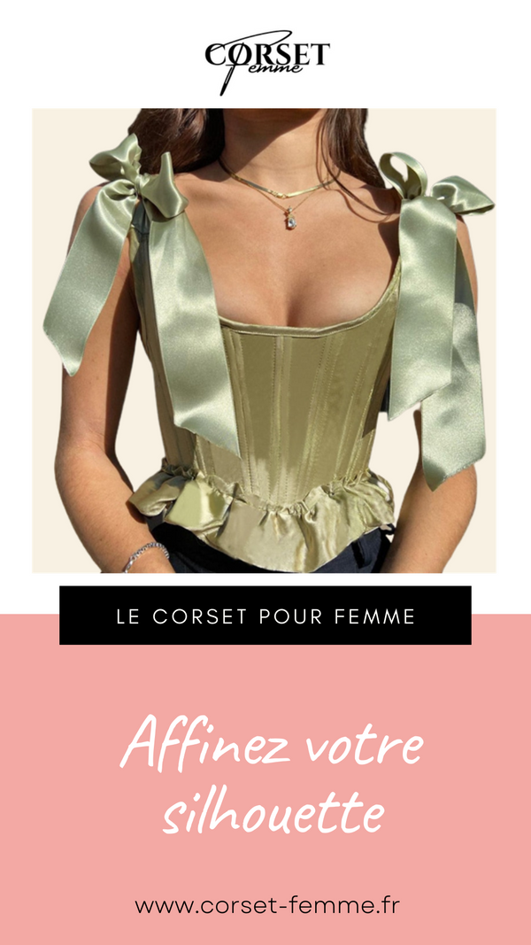TOP CORSET VERT ÉPOQUE VICTORIENNE À RUBANS