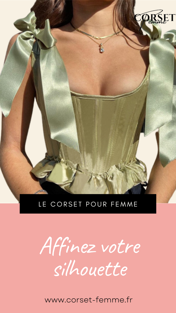 TOP CORSET VERT ÉPOQUE VICTORIENNE À RUBANS