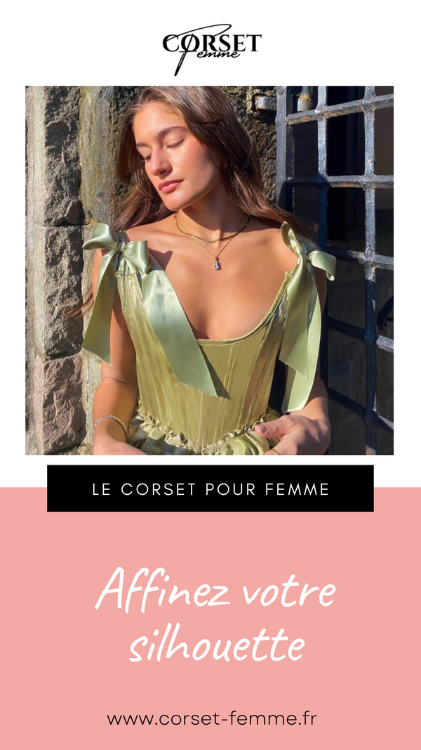 TOP CORSET VERT ÉPOQUE VICTORIENNE À RUBANS