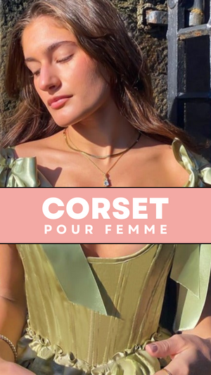 TOP CORSET VERT ÉPOQUE VICTORIENNE À RUBANS