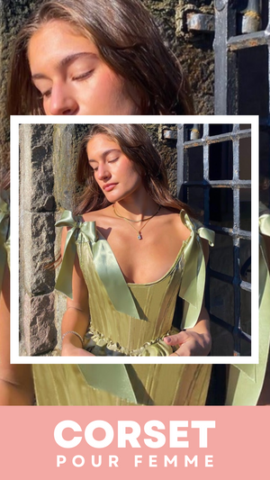 TOP CORSET VERT ÉPOQUE VICTORIENNE À RUBANS