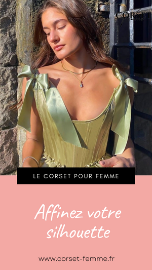 TOP CORSET VERT ÉPOQUE VICTORIENNE À RUBANS