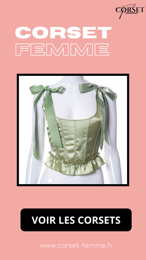 TOP CORSET VERT ÉPOQUE VICTORIENNE À RUBANS