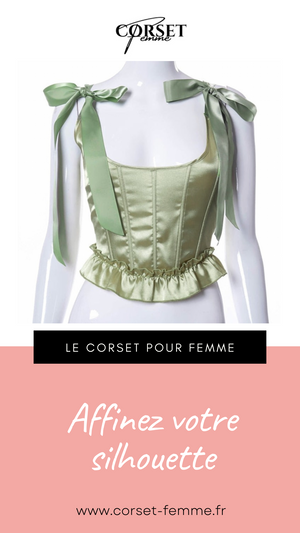 TOP CORSET VERT ÉPOQUE VICTORIENNE À RUBANS