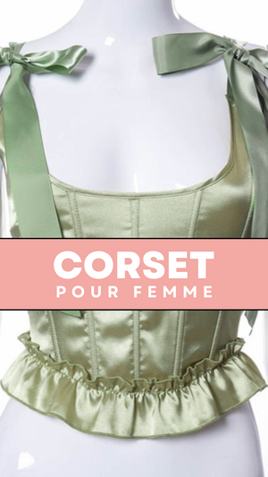 TOP CORSET VERT ÉPOQUE VICTORIENNE À RUBANS