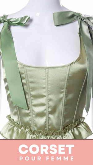 TOP CORSET VERT ÉPOQUE VICTORIENNE À RUBANS