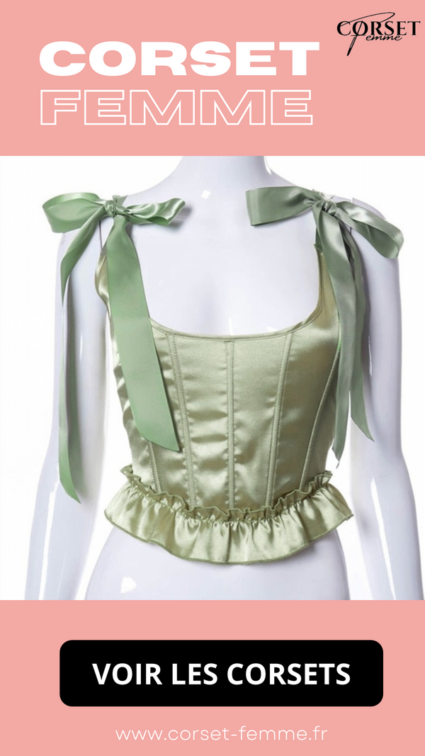TOP CORSET VERT ÉPOQUE VICTORIENNE À RUBANS