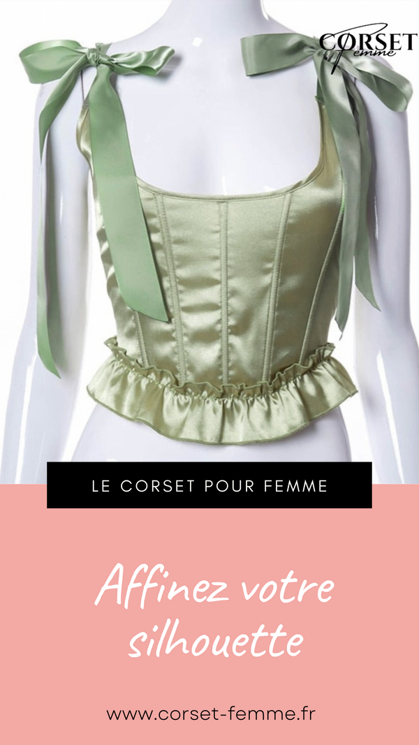 TOP CORSET VERT ÉPOQUE VICTORIENNE À RUBANS