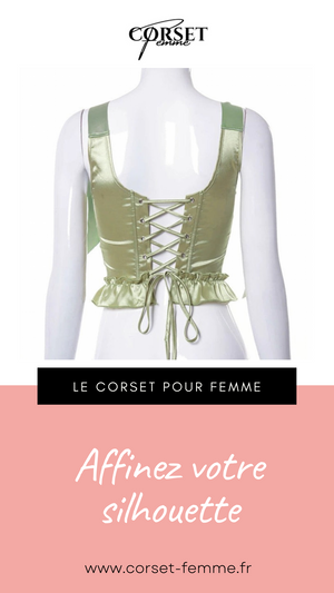 TOP CORSET VERT ÉPOQUE VICTORIENNE À RUBANS