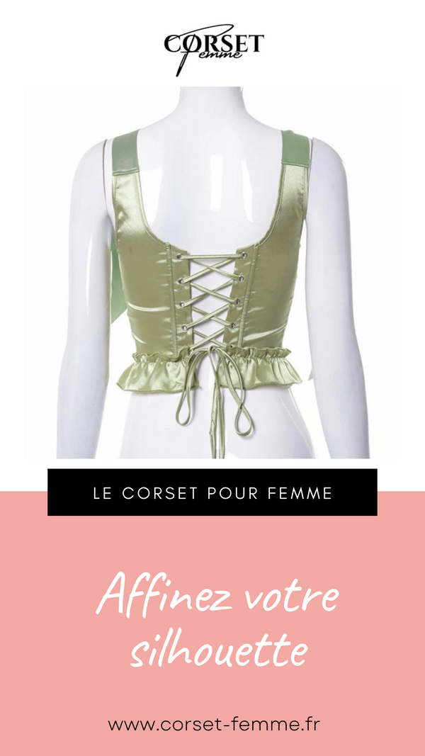TOP CORSET VERT ÉPOQUE VICTORIENNE À RUBANS