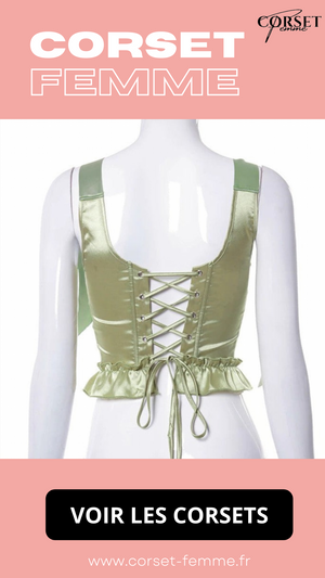 TOP CORSET VERT ÉPOQUE VICTORIENNE À RUBANS