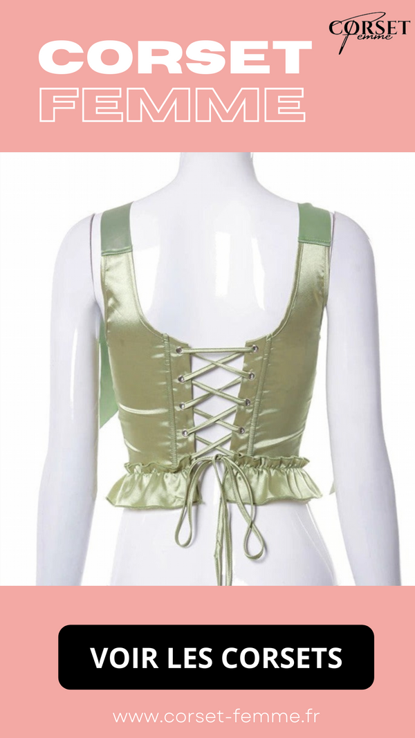 TOP CORSET VERT ÉPOQUE VICTORIENNE À RUBANS