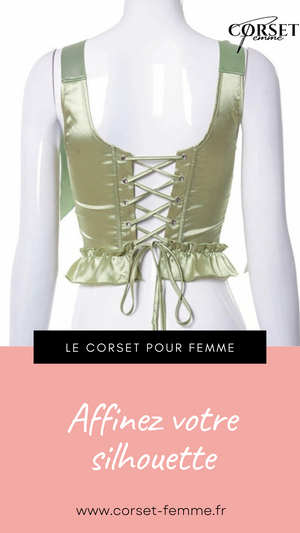 TOP CORSET VERT ÉPOQUE VICTORIENNE À RUBANS