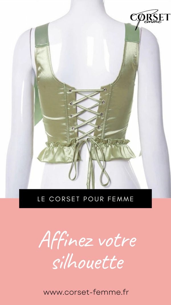 TOP CORSET VERT ÉPOQUE VICTORIENNE À RUBANS