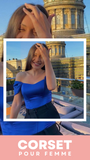 TOP CORSET FEMME BLEU AVAH