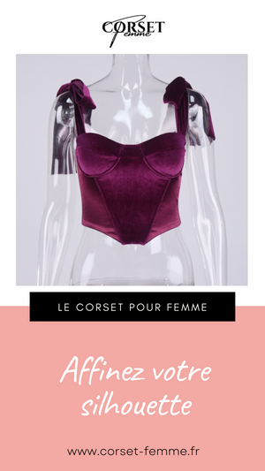 TOP CORSET BUSTIER EN VELOURS VIOLET