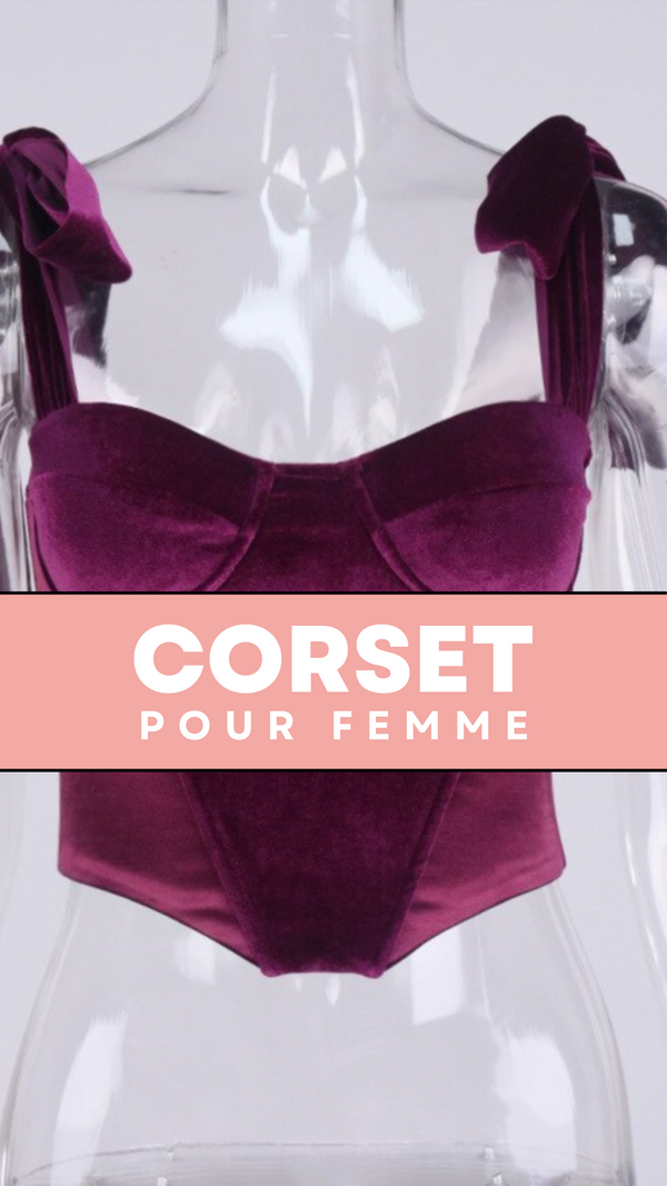 TOP CORSET BUSTIER EN VELOURS VIOLET