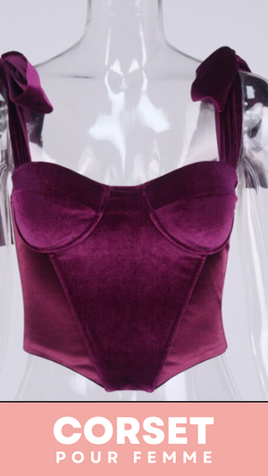 TOP CORSET BUSTIER EN VELOURS VIOLET