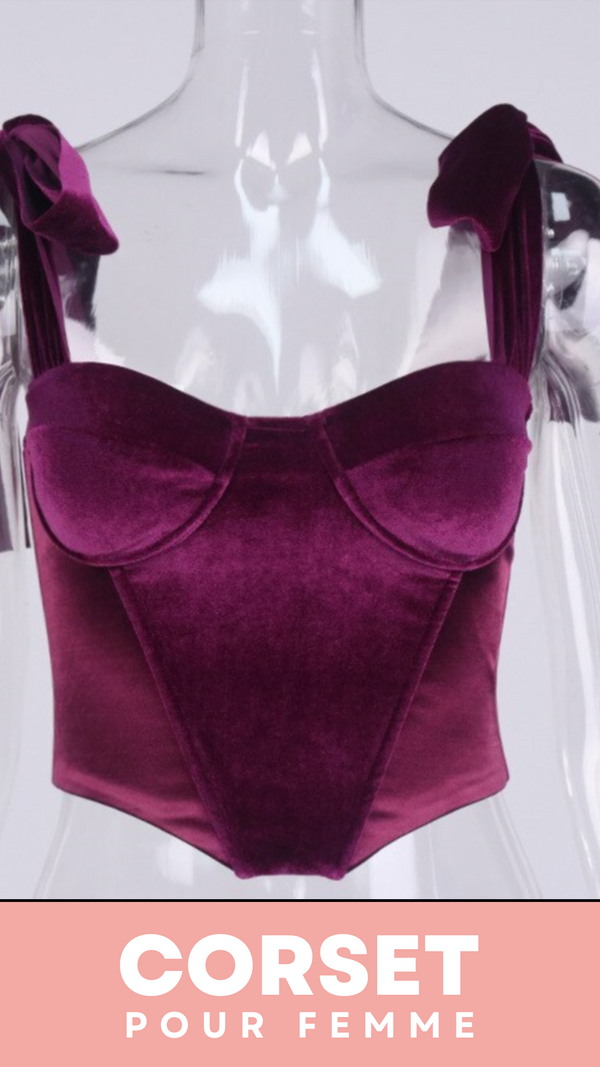 TOP CORSET BUSTIER EN VELOURS VIOLET