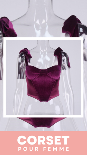 TOP CORSET BUSTIER EN VELOURS VIOLET