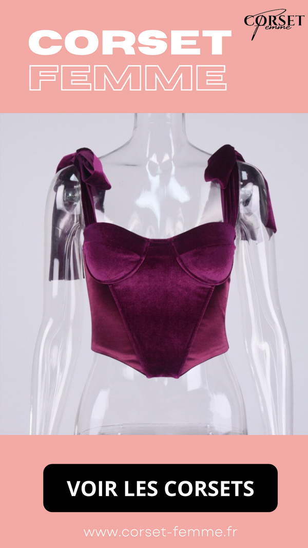 TOP CORSET BUSTIER EN VELOURS VIOLET