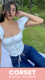 TOP CORSET MANCHES COURTES BOUFFANTES ELYSE