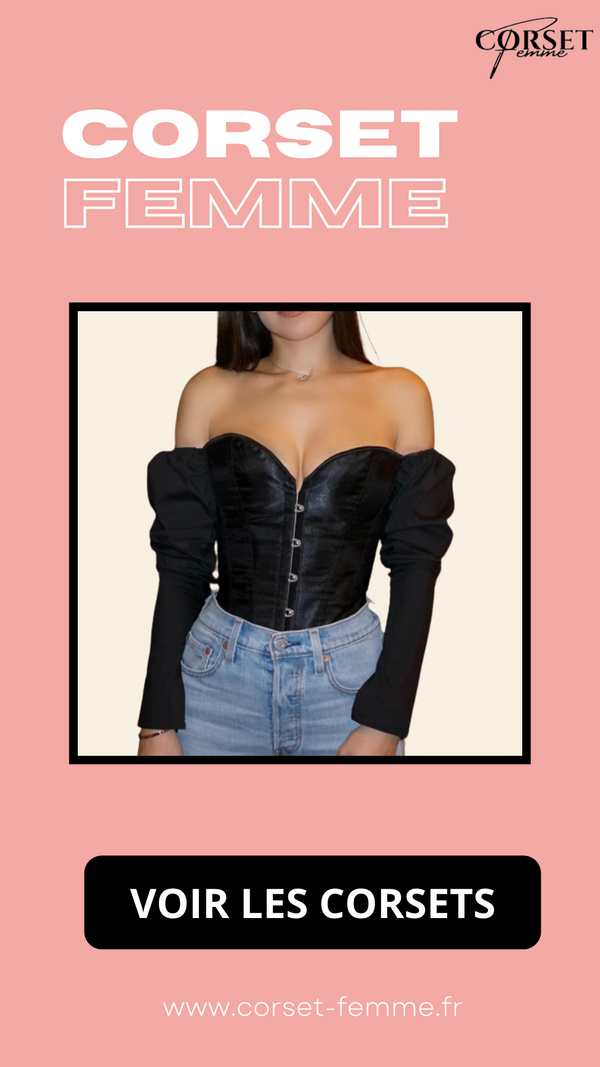 TOP CORSET BUSTIER MANCHE LONGUE (NOIR)