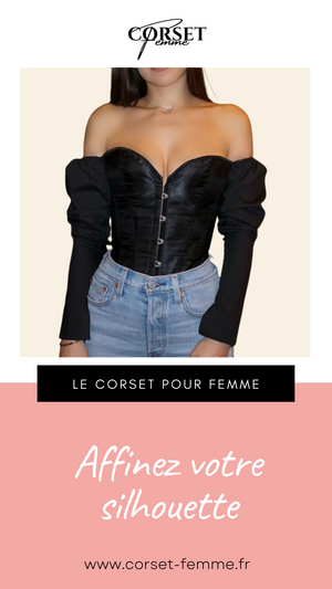 TOP CORSET BUSTIER MANCHE LONGUE (NOIR)