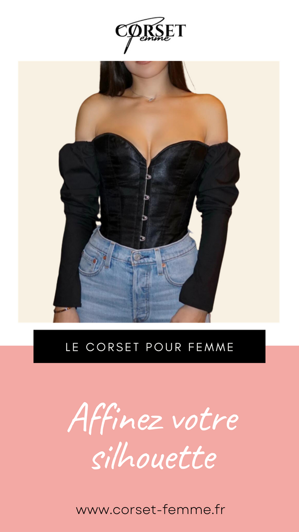 TOP CORSET BUSTIER MANCHE LONGUE (NOIR)