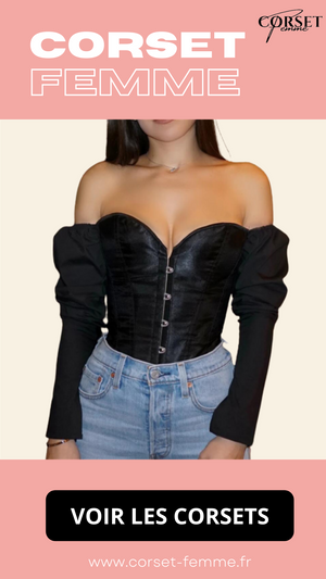 TOP CORSET BUSTIER MANCHE LONGUE (NOIR)