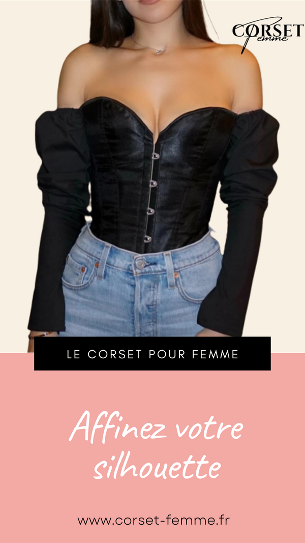 TOP CORSET BUSTIER MANCHE LONGUE (NOIR)