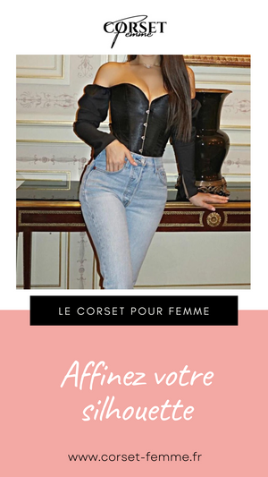 TOP CORSET BUSTIER MANCHE LONGUE (NOIR)