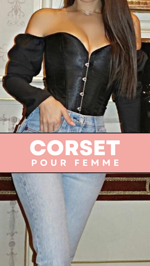 TOP CORSET BUSTIER MANCHE LONGUE (NOIR)