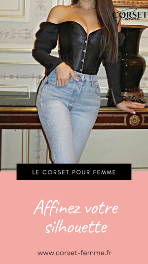 TOP CORSET BUSTIER MANCHE LONGUE (NOIR)