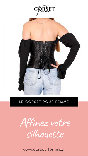 TOP CORSET BUSTIER MANCHE LONGUE (NOIR)