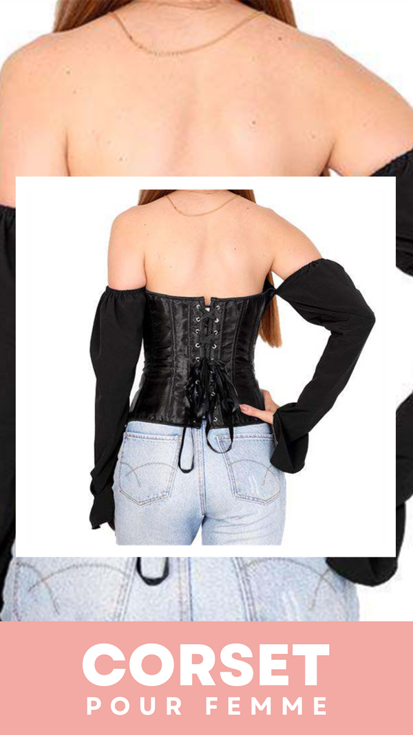 TOP CORSET BUSTIER MANCHE LONGUE (NOIR)