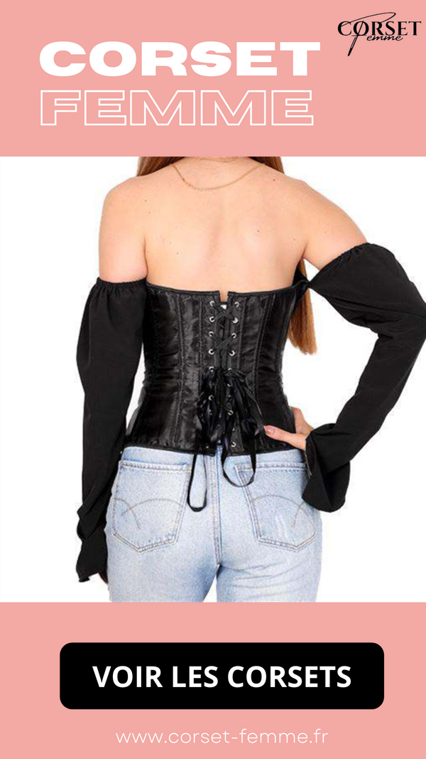 TOP CORSET BUSTIER MANCHE LONGUE (NOIR)