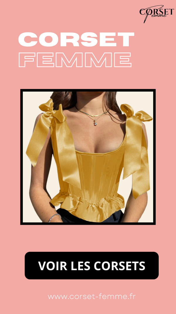 TOP CORSET JAUNE ÉPOQUE VICTORIENNE À RUBANS