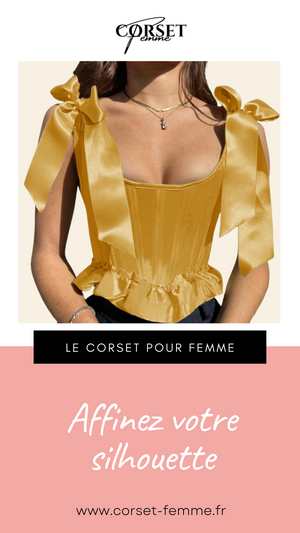 TOP CORSET JAUNE ÉPOQUE VICTORIENNE À RUBANS