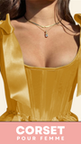 TOP CORSET JAUNE ÉPOQUE VICTORIENNE À RUBANS
