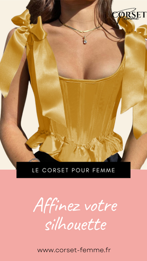 TOP CORSET JAUNE ÉPOQUE VICTORIENNE À RUBANS